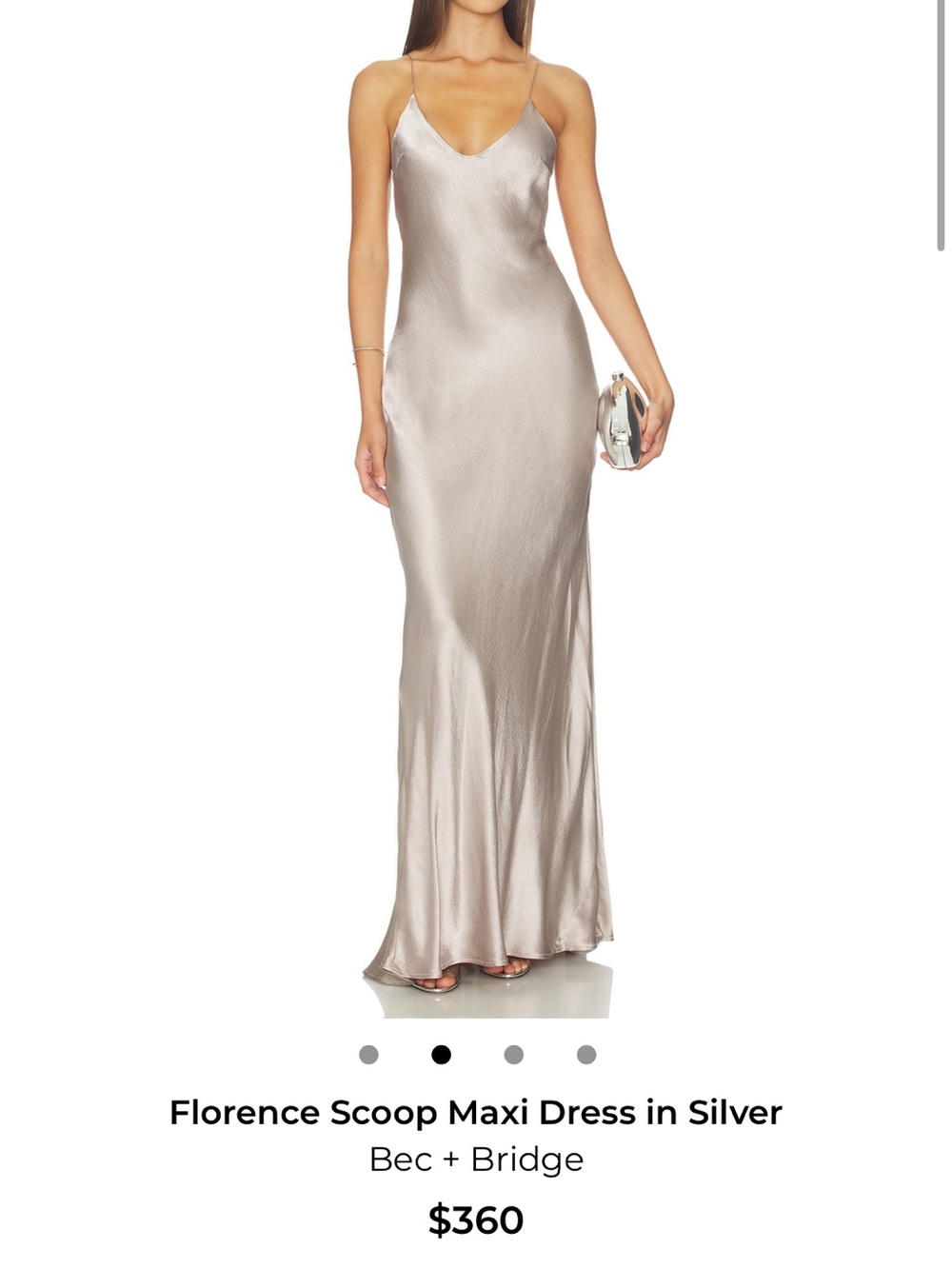 bec + bridge Satin Scoop Maxi Dress in Silver